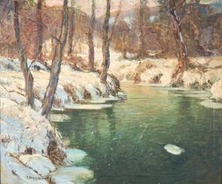 George Ames Aldrich - Wooded Brook in Winter