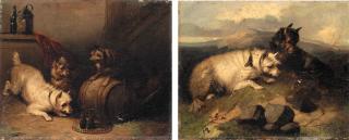 George Armfield - Terriers in a stable; and Terriers in a landscape