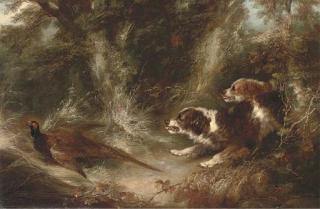 George Armfield - Two Spaniels With A Pheasant