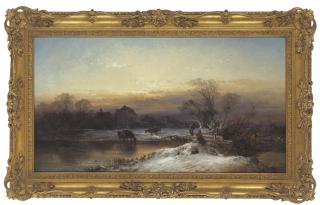 George Augustus Williams - A winter evening on the Thames
