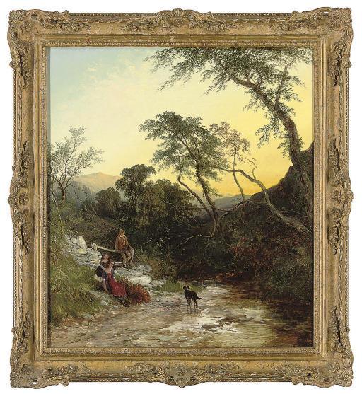 George Augustus Williams - Figures resting beside a stream