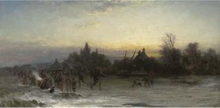 George Augustus Williams - On The Ice, Sunset