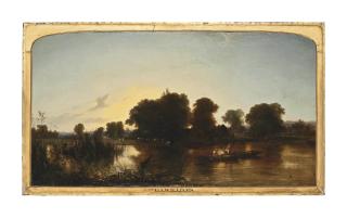 George Augustus Williams - Punting At Dusk