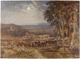 George Barret, Junior, O.W.S. - Harvesting By Moonlight