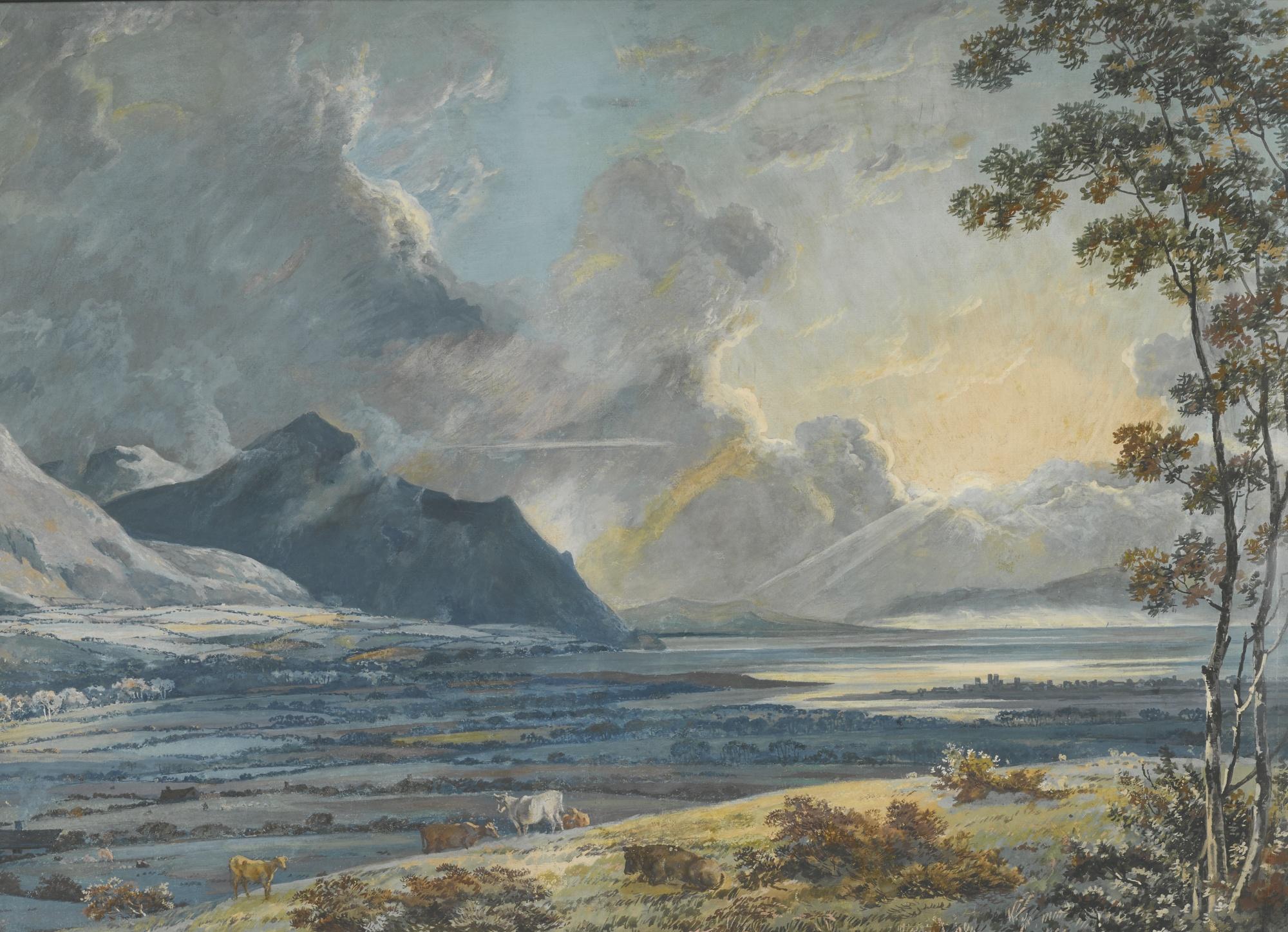 George Barret, R.A. - Storm Clouds Over A Lake At Dusk