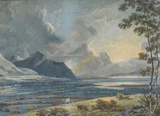 George Barret, R.A. - Storm Clouds Over A Lake At Dusk