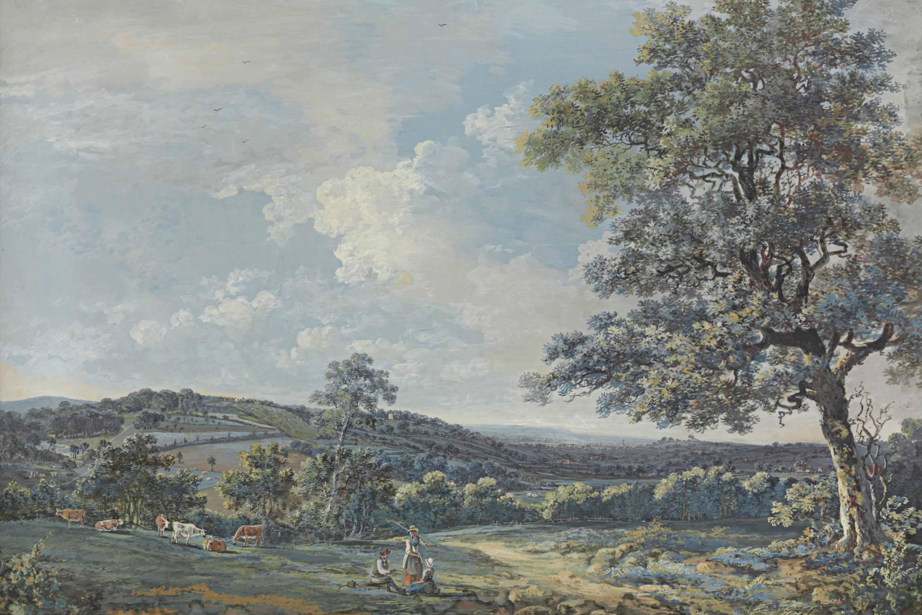 George Barret, Sen., R.A. - Farm-labourers conversing in a field
