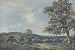 George Barret, Sen., R.A. - Farm-labourers conversing in a field