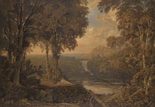 George Barret, the Younger - Solitude: An Italianate Landscape With A Figure Reclining Beneath Trees
