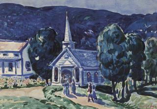 George Benjamin Luks - Church - Old Chatham Berk. Hills