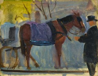 George Benjamin Luks - Horse and Carriage and Floral Still Life: A Double-Sided Work