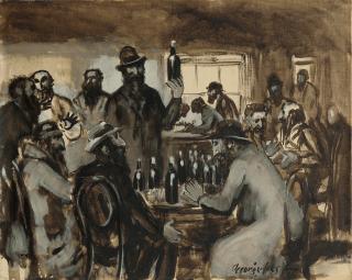 George Benjamin Luks - Men of the Auld Palestine Sod at Sweeney\'s Near Houston Street