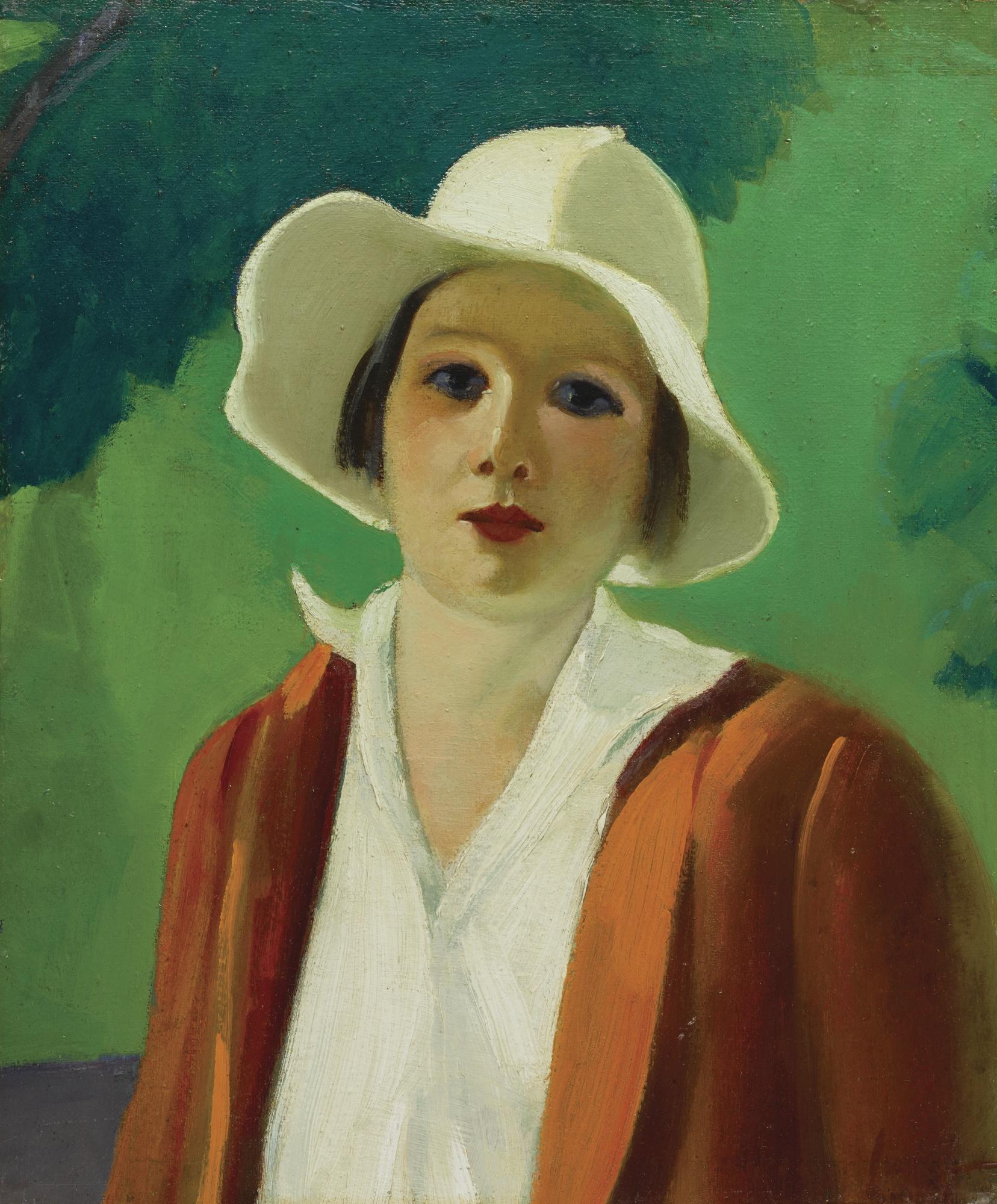 George Benjamin Luks - Sketch Of Lady In A White Hat