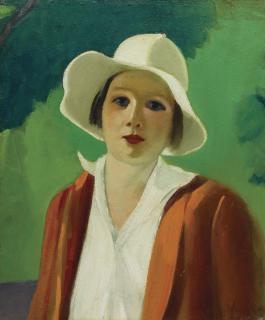George Benjamin Luks - Sketch Of Lady In A White Hat