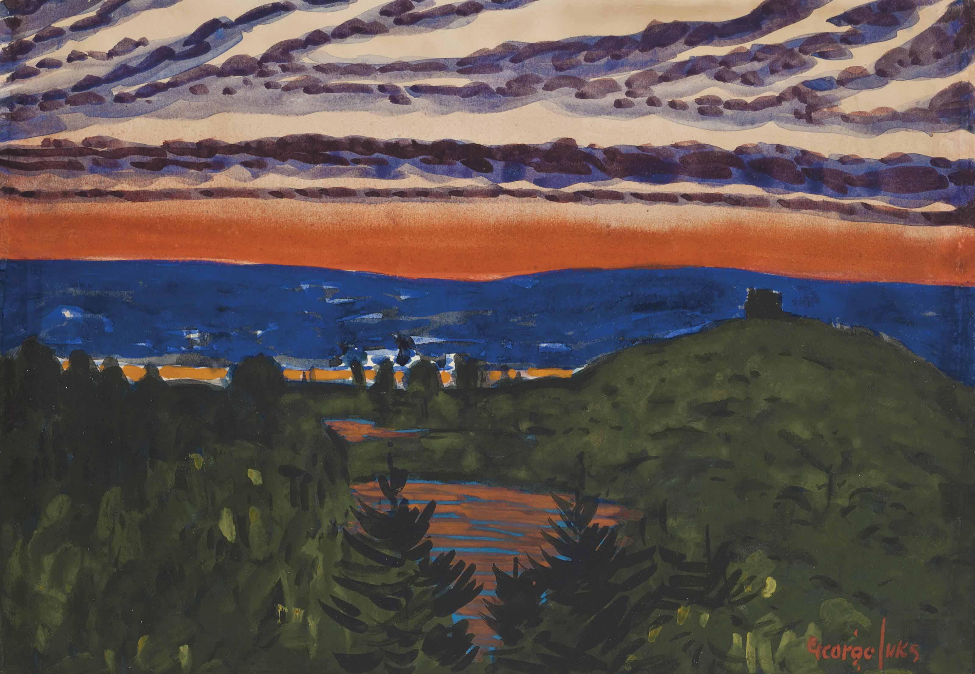 George Benjamin Luks - Sunset at Williamsport