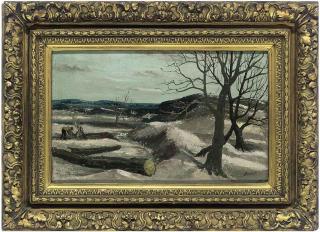 George Bissill - Making a fire in a snowy landscape