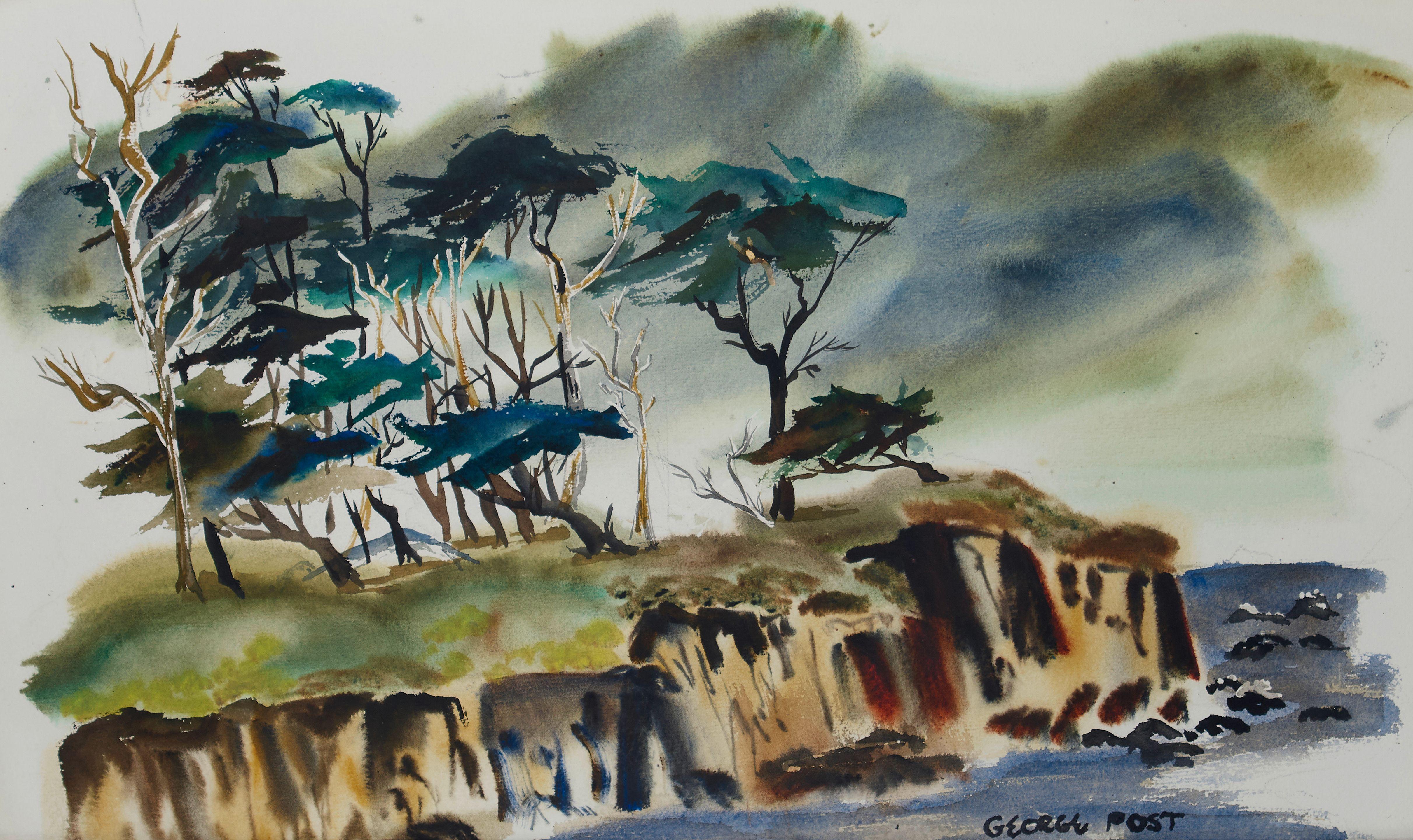 George Booth Post - Monterey Coastal sight 11 1/2 x 19 1/2 in. framed 20 1/2 x 28 1/4 in.