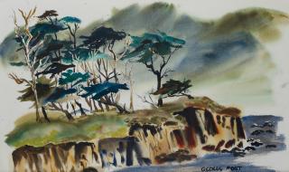 George Booth Post - Monterey Coastal sight 11 1/2 x 19 1/2 in. framed 20 1/2 x 28 1/4 in.