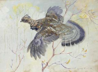 George Browne - Ruffled Grouse in flight