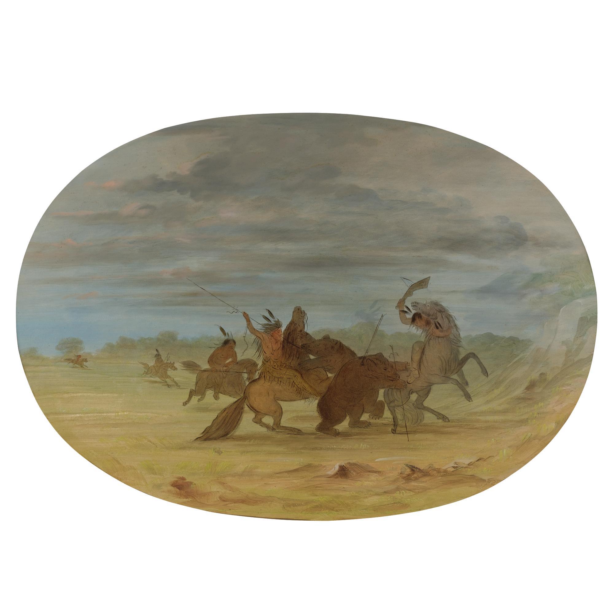 George Catlin - Indians Hunting The Grizzly Bear