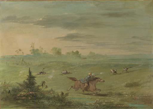 George Catlin - Ostrich Chase, Buenos Aires