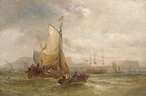 George Chambers, Jun. - Congested coastal waters with a Dutch barge making ready to enter a busy harbour