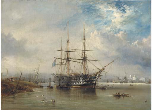 George Chambers, Jun. - H.M.S. Agamemnon Lying Off Greenwich, Possibly When Loading The Atlantic Telegraph Cable