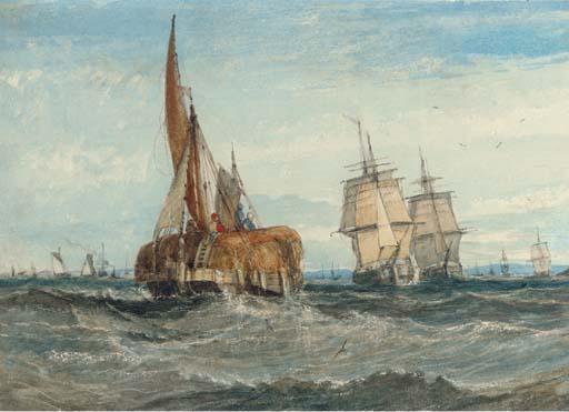 George Chambers, Sen. - A Hay Barge And Merchant Ships On The Medway