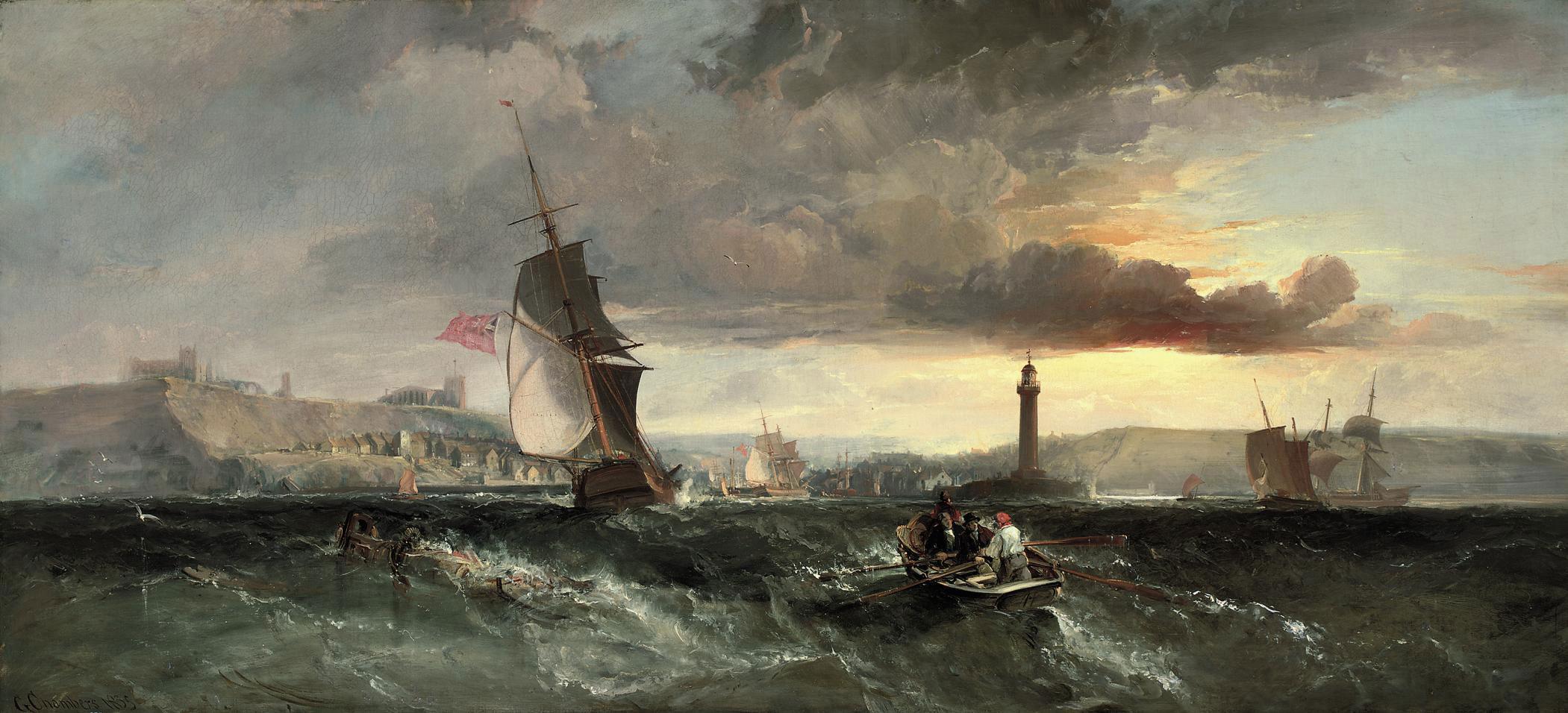 George Chambers, Sen. - Trading brigs heading into Whitby on the tide
