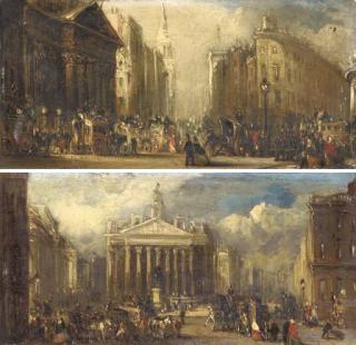 George Chambers - View of the Mansion House, London; and View of the Royal Exchange, London