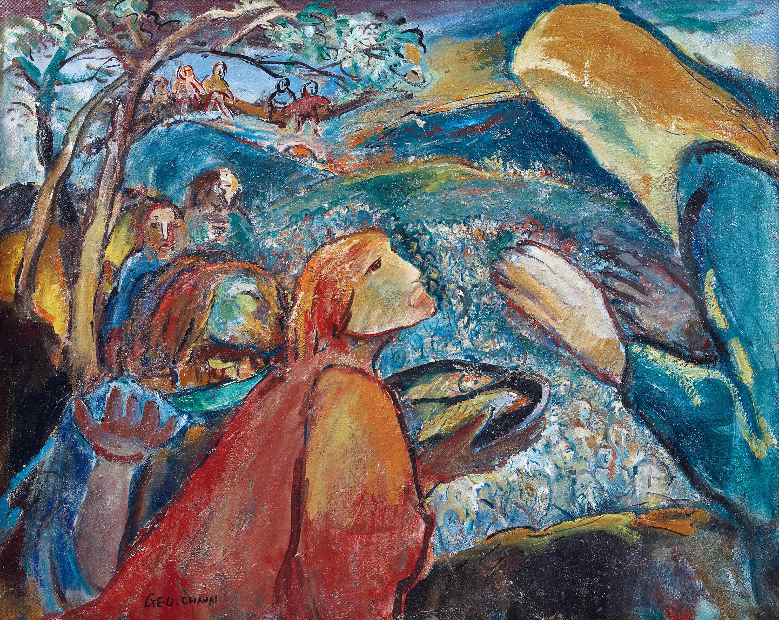 George Chann - Jesus Multiplying The Fish(Painted Approximately In 1950-1960S)