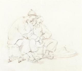 George Chinnery RHA - A Chinese Man Having His Ears Cleaned By A Street Barber Together With A Sketch Of A Street Hawker The First 9.3 X 10.5Cm (3 3/4 X 4 1/8In); The Second 7.4 X 8.9Cm (3 X 3 1/2In). (2)