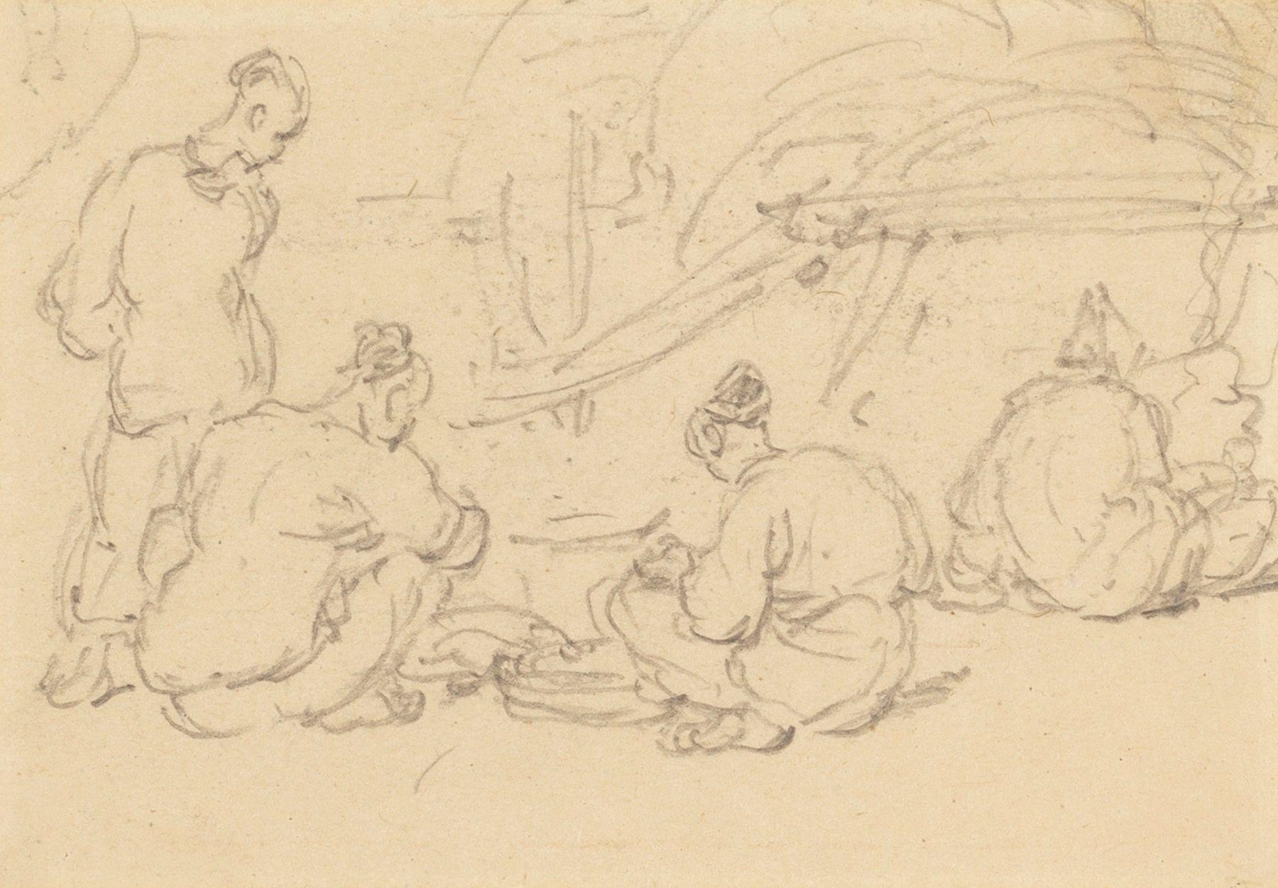 George Chinnery - A group of Chinese figures