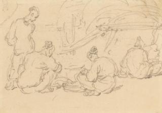 George Chinnery - A group of Chinese figures