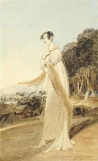 George Chinnery - A Lady Standing Full Length In A Wooded Landscape