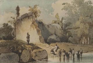 George Chinnery - A Ruined Temple With Fallen Dome, Bengal