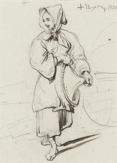 George Chinnery - A Tanka Girl on the shore