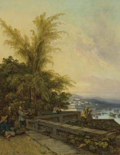 George Chinnery - A view of the inner harbour, Macau, from the Casa Gardens
