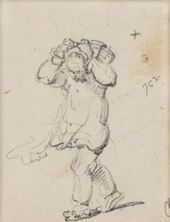 George Chinnery - Chinese man carrying a sack