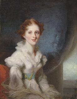 George Chinnery - Portrait Of A Lady, Seated Half Length, Wearing A Blue Sash