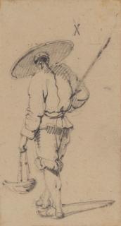 George Chinnery - Study of a Chinese man holding a basket