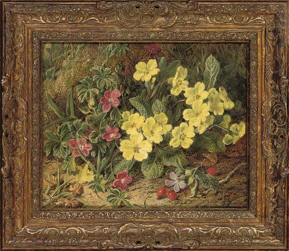 George Clare - Primroses on a mossy bank