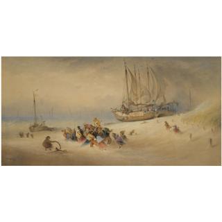 George Clarkson Stanfield - Storm On The Beach, Scheveningen