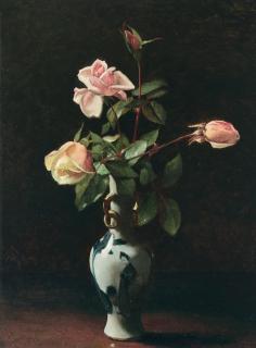 George Cochran Lambdin - Roses In A Chinese Vase