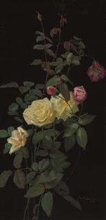 George Cochran Lambdin - Still Life with Pink and Yellow Roses