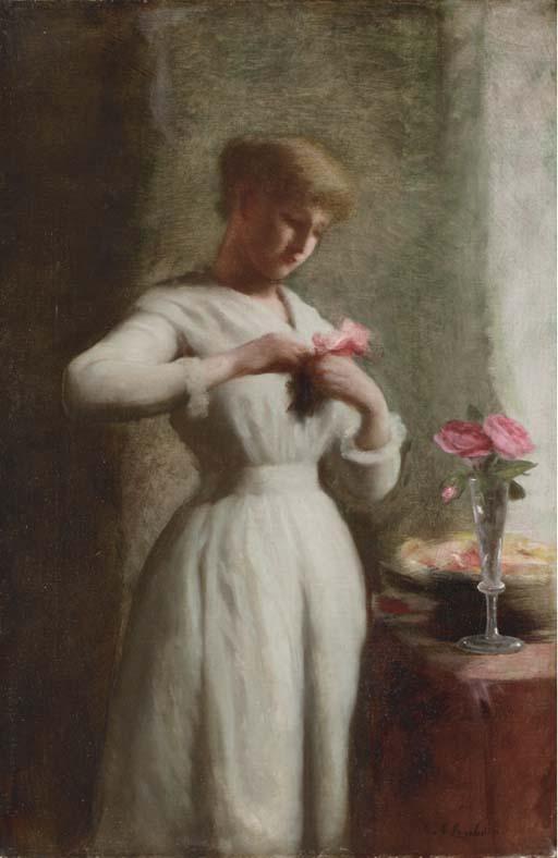 George Cochran Lambdin - Woman with Roses