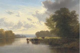 George Cole - Cattle Watering On The Thames