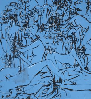 George Condo - Blue Expanding Orgy