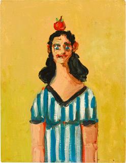 George Condo - Girl In Striped Dress