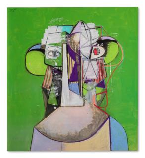 George Condo - Green Head Composition